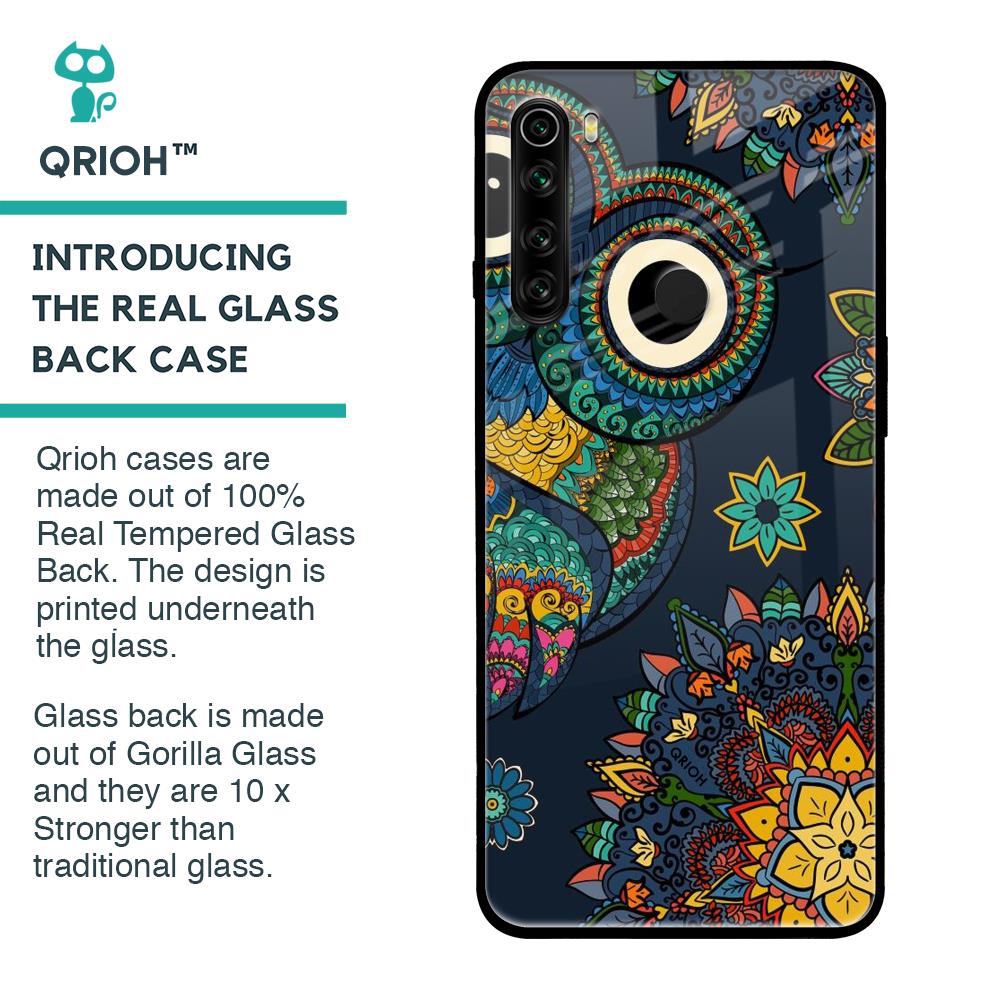 Owl Art Glass Case for Xiaomi Redmi Note 8