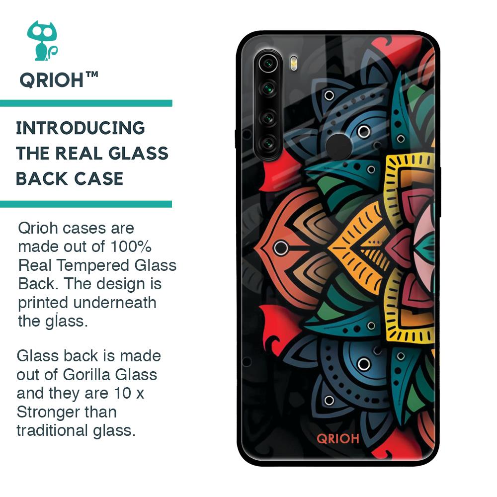 Retro Gorgeous Flower Glass Case for Xiaomi Redmi Note 8