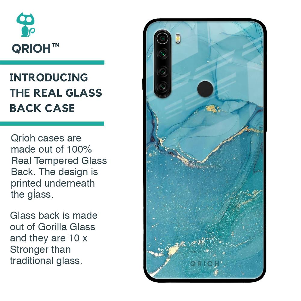 Blue Golden Glitter Glass Case for Xiaomi Redmi Note 8