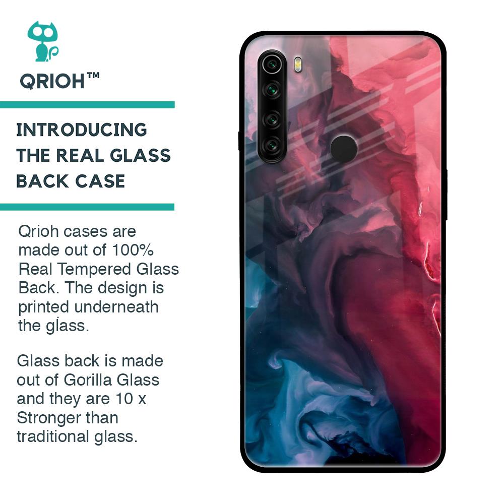 Blue & Red Smoke Glass Case for Xiaomi Redmi Note 8