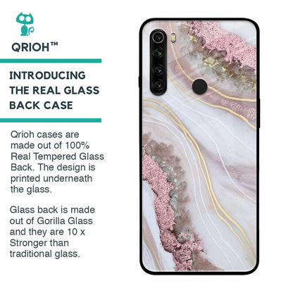 Pink & Gold Gllitter Marble Glass Case for Xiaomi Redmi Note 8