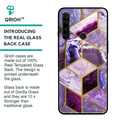 Purple Rhombus Marble Glass Case for Xiaomi Redmi Note 8