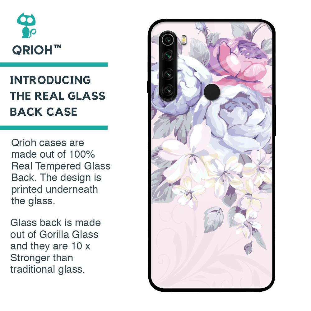 Elegant Floral Glass case for Xiaomi Redmi Note 8
