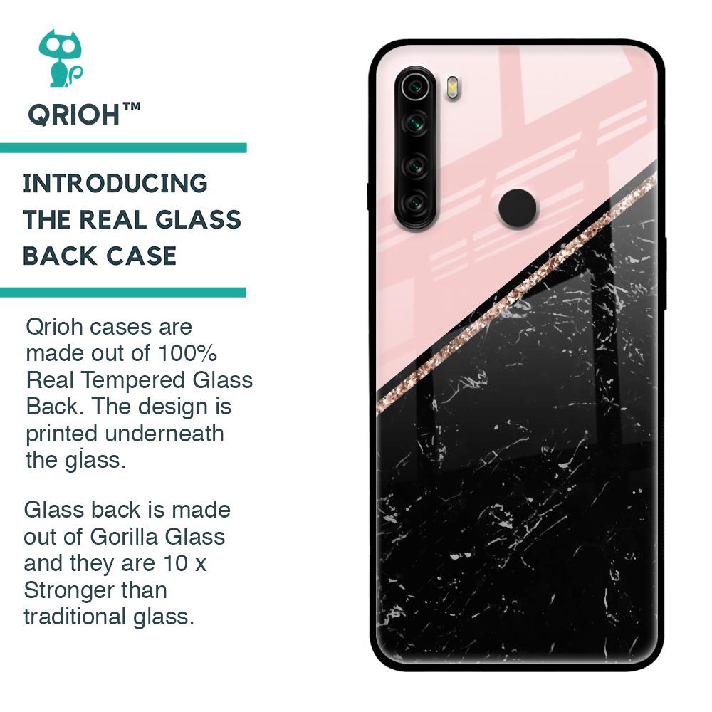 Marble Texture Pink Glass Case For Xiaomi Redmi Note 8