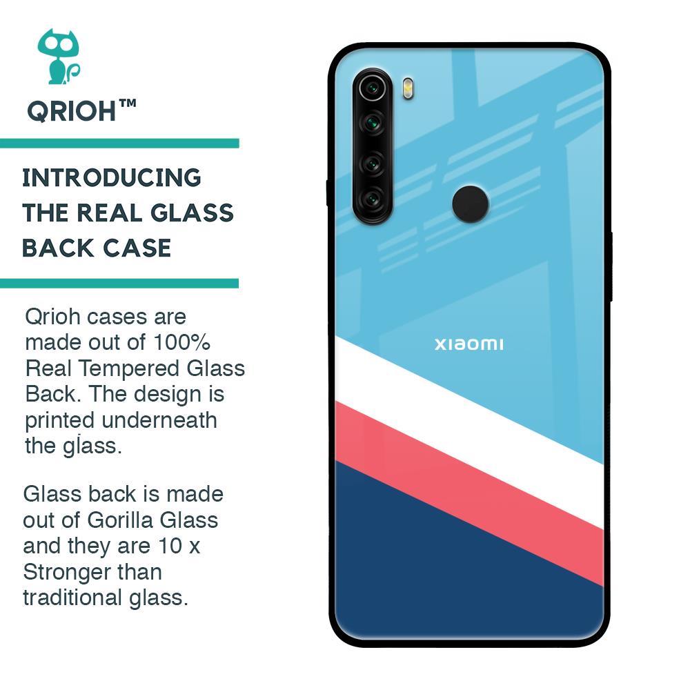 Pink & White Stripes Glass Case For Xiaomi Redmi Note 8