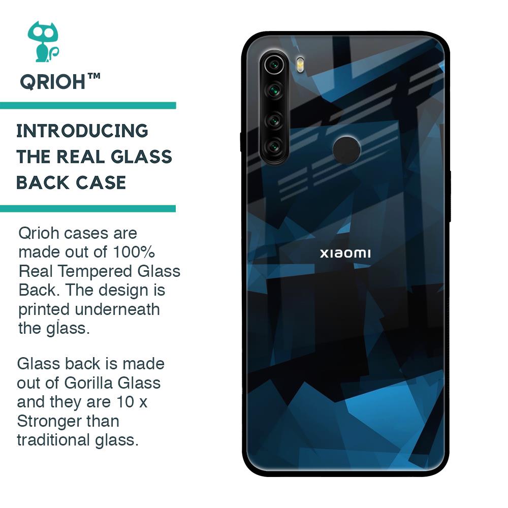 Polygonal Blue Box Glass Case For Xiaomi Redmi Note 8