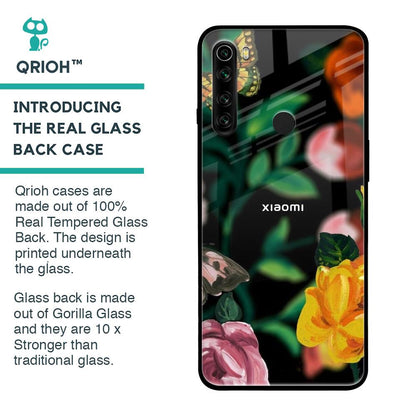 Flowers & Butterfly Glass Case for Xiaomi Redmi Note 8