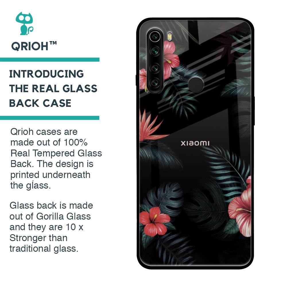 Tropical Art Flower Glass Case for Xiaomi Redmi Note 8
