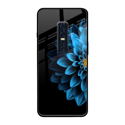 Half Blue Flower Vivo V17 Pro Glass Back Cover Online