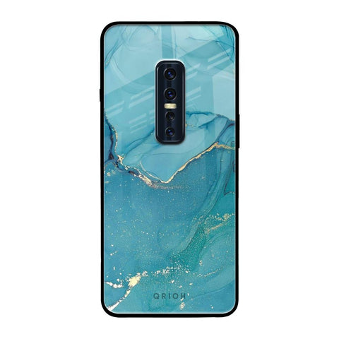 Blue Golden Glitter Vivo V17 Pro Glass Back Cover Online
