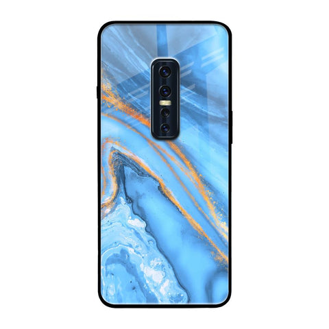 Vibrant Blue Marble Vivo V17 Pro Glass Back Cover Online