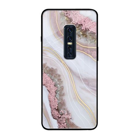 Pink & Gold Gllitter Marble Vivo V17 Pro Glass Back Cover Online