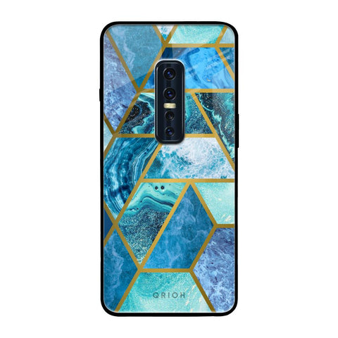 Turquoise Geometrical Marble Vivo V17 Pro Glass Back Cover Online