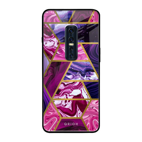 Electroplated Geometric Marble Vivo V17 Pro Glass Back Cover Online