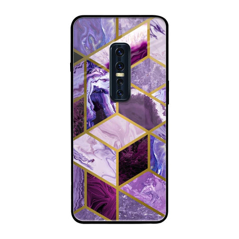 Purple Rhombus Marble Vivo V17 Pro Glass Back Cover Online