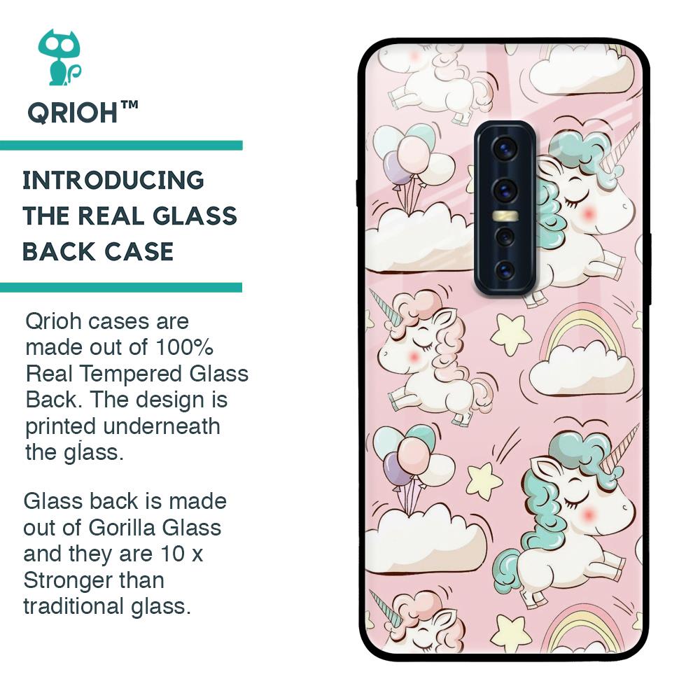 Balloon Unicorn Glass case for Vivo V17 Pro
