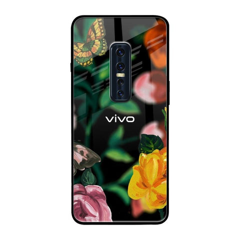 Flowers & Butterfly Vivo V17 Pro Glass Back Cover Online