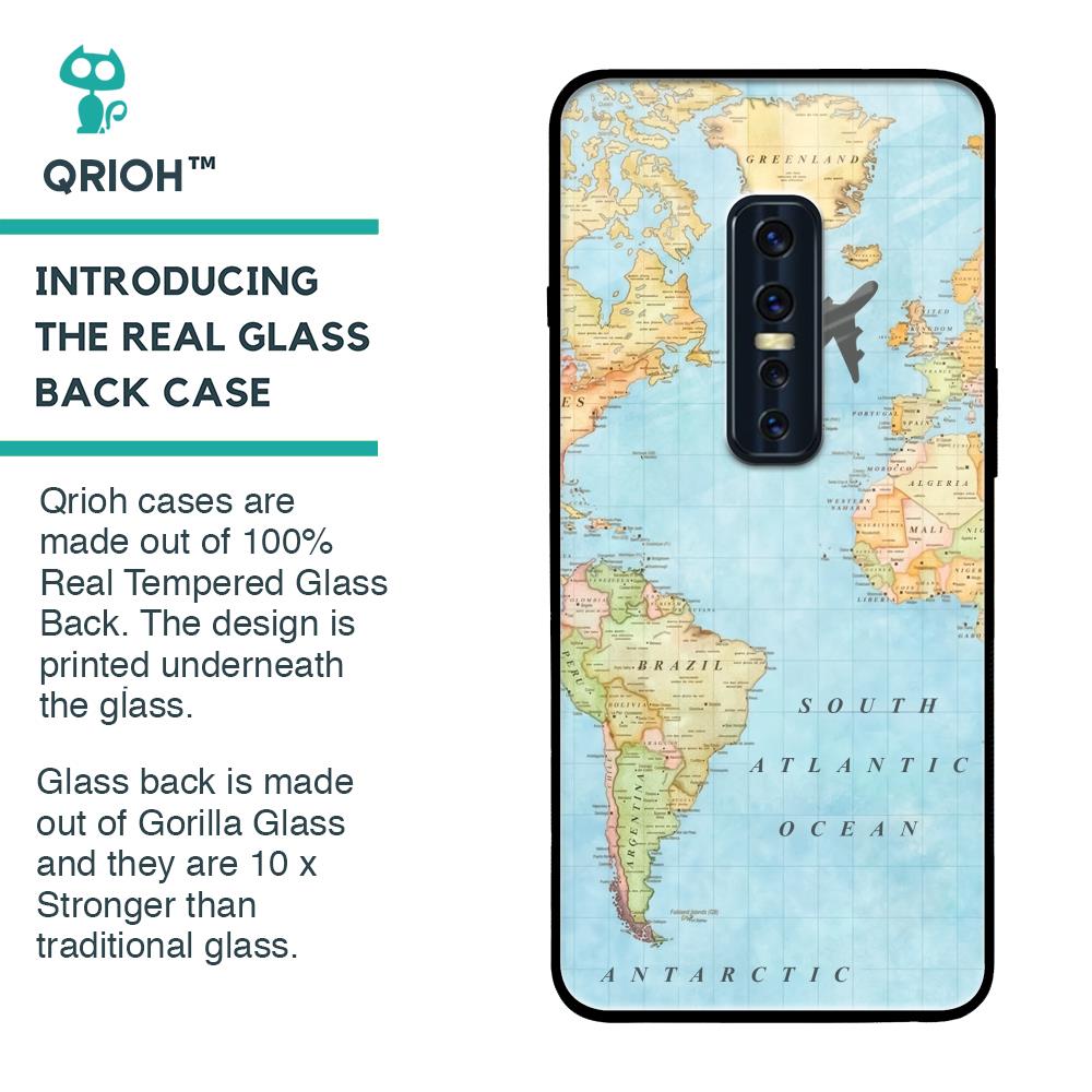 Travel Map Glass Case for Vivo V17 Pro