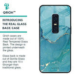 Blue Golden Glitter Glass Case for Vivo V17 Pro