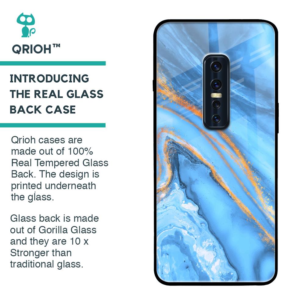 Vibrant Blue Marble Glass Case for Vivo V17 Pro