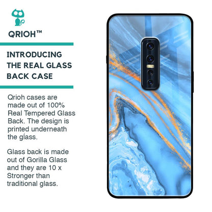 Vibrant Blue Marble Glass Case for Vivo V17 Pro