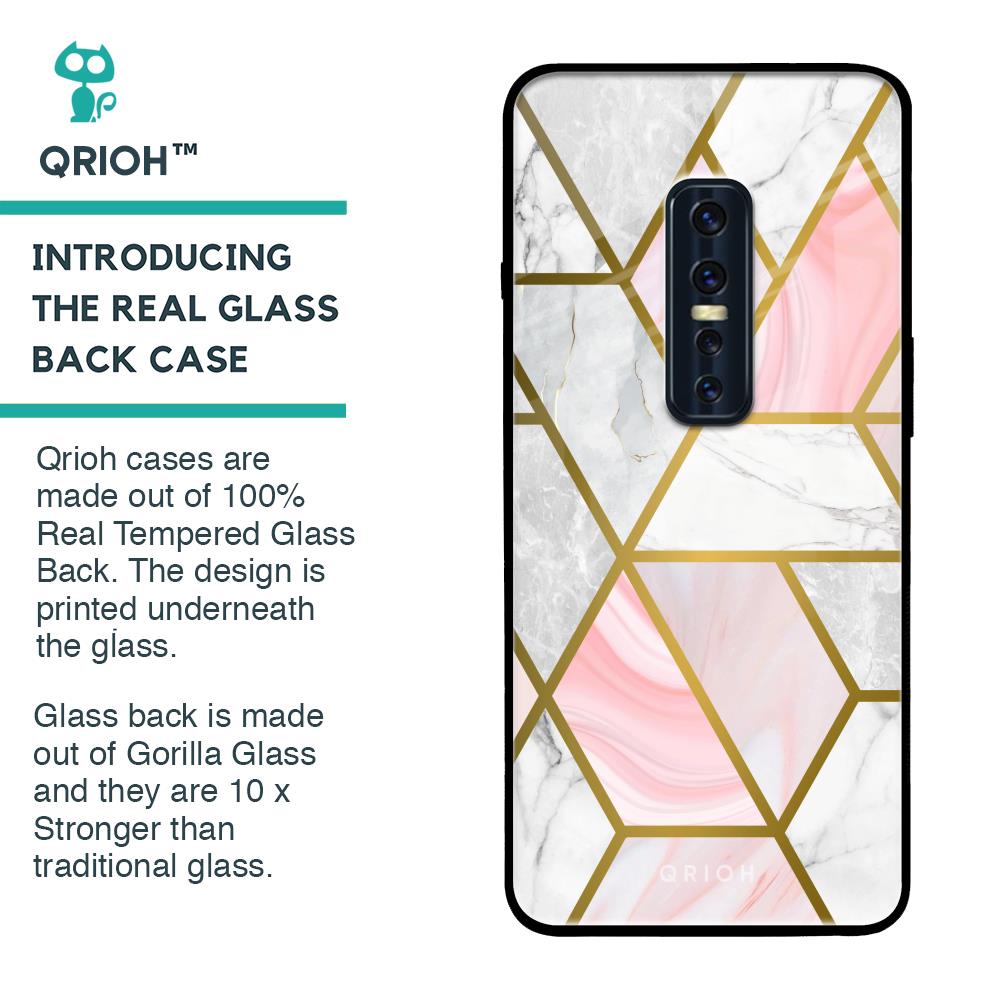 Geometrical Marble Glass Case for Vivo V17 Pro