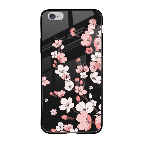 Black Cherry Blossom Apple iPhone 6S Glass Cases & Covers Online