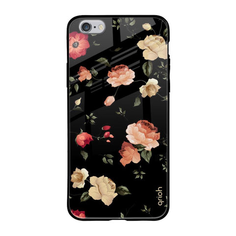 Black Spring Floral Apple iPhone 6S Glass Cases & Covers Online