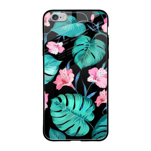 Tropical Leaves & Pink Flowers iPhone 6S Glass Back Cover Online