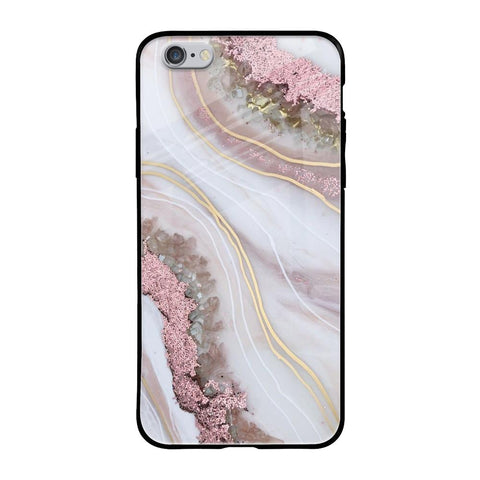 Pink & Gold Gllitter Marble iPhone 6S Glass Back Cover Online