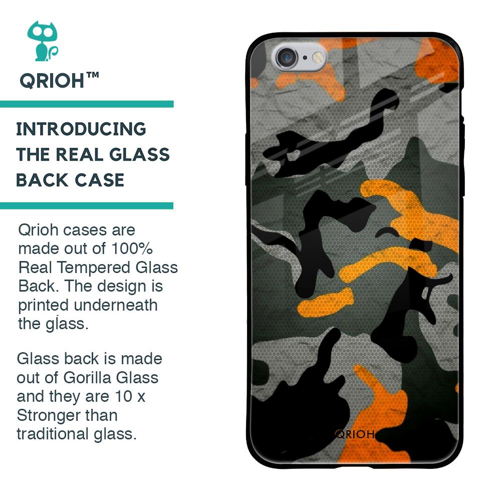 Camouflage Orange Glass Case For iPhone 6S
