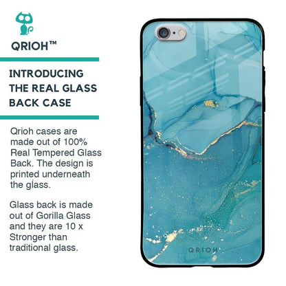 Blue Golden Glitter Glass Case for iPhone 6S