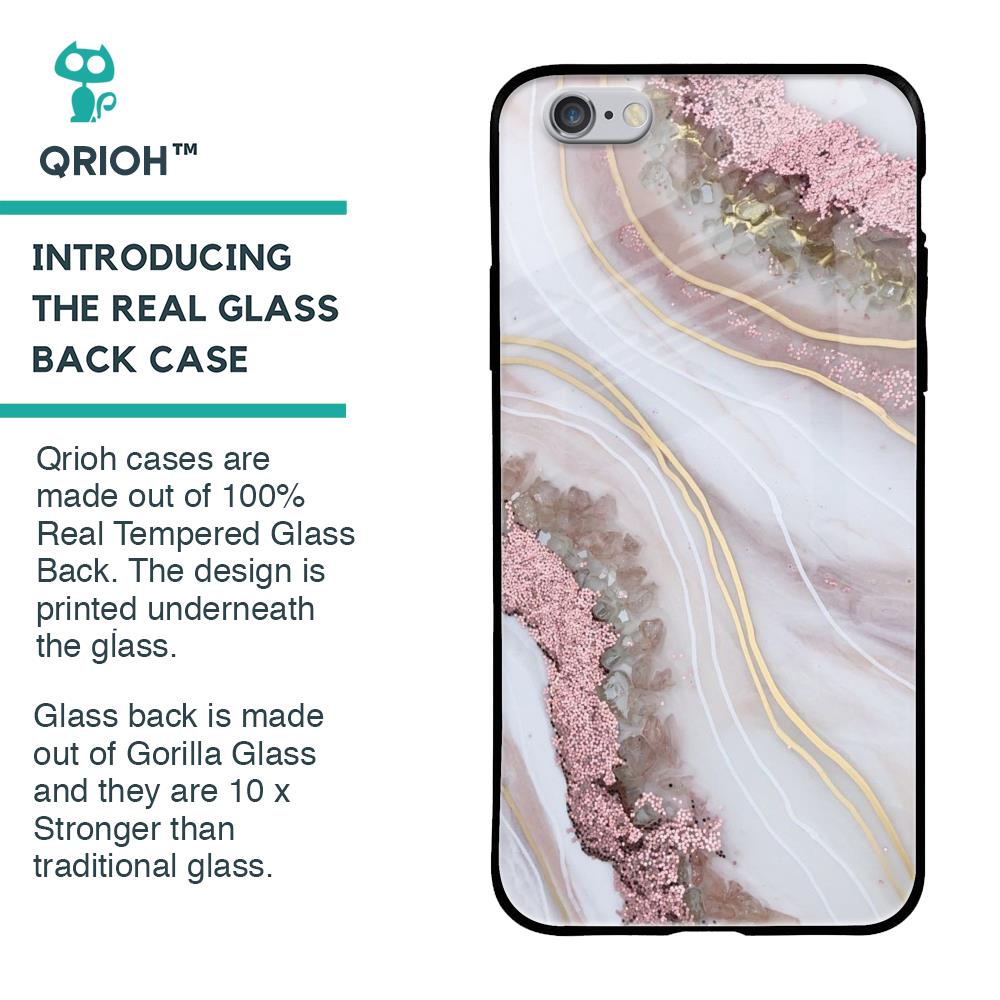 Pink & Gold Gllitter Marble Glass Case for iPhone 6S