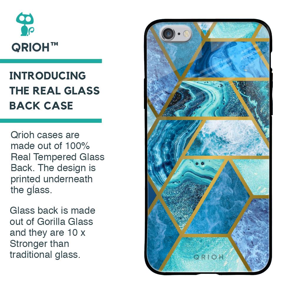 Turquoise Geometrical Marble Glass Case for iPhone 6S