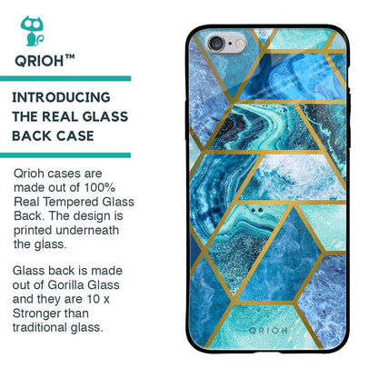 Turquoise Geometrical Marble Glass Case for iPhone 6S