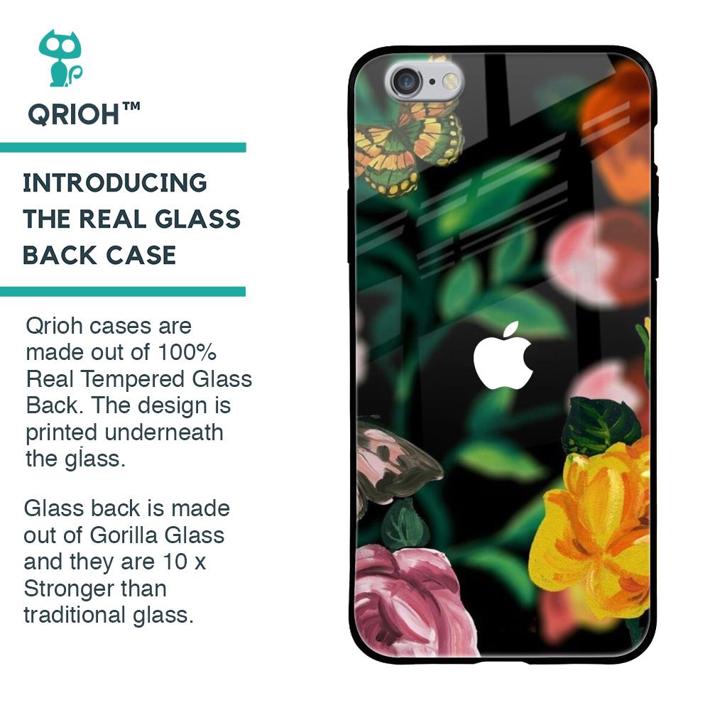 Flowers & Butterfly Glass Case for iPhone 6S