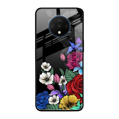 Rose Flower Bunch Art OnePlus 7T Glass Back Cover Online