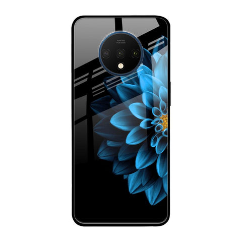 Half Blue Flower OnePlus 7T Glass Back Cover Online