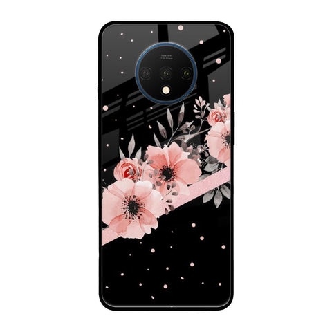 Floral Black Band OnePlus 7T Glass Back Cover Online