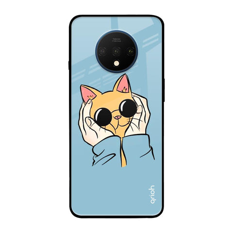Adorable Cute Kitty OnePlus 7T Glass Back Cover Online