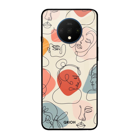 Abstract Faces OnePlus 7T Glass Back Cover Online