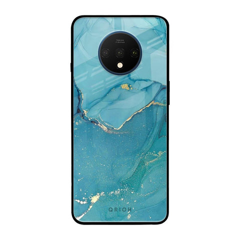 Blue Golden Glitter OnePlus 7T Glass Back Cover Online