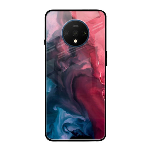 Blue & Red Smoke OnePlus 7T Glass Back Cover Online
