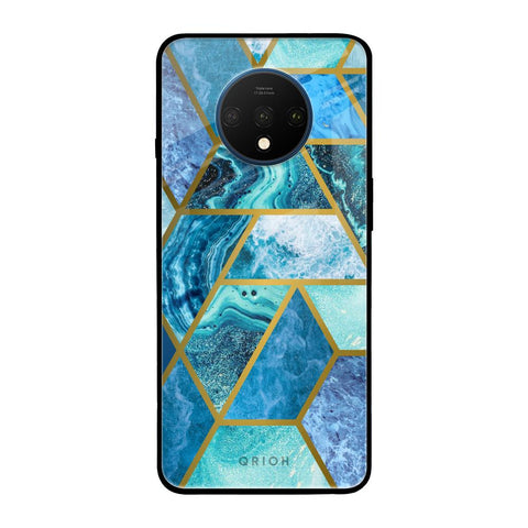 Turquoise Geometrical Marble OnePlus 7T Glass Back Cover Online