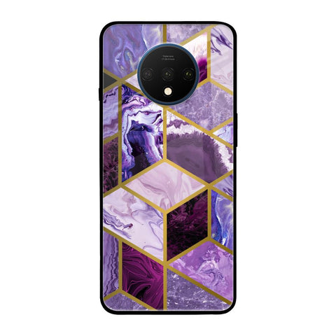 Purple Rhombus Marble OnePlus 7T Glass Back Cover Online