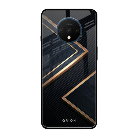 Sleek Golden & Navy OnePlus 7T Glass Back Cover Online