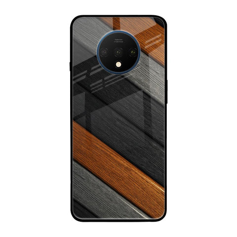 Tri Color Wood OnePlus 7T Glass Back Cover Online