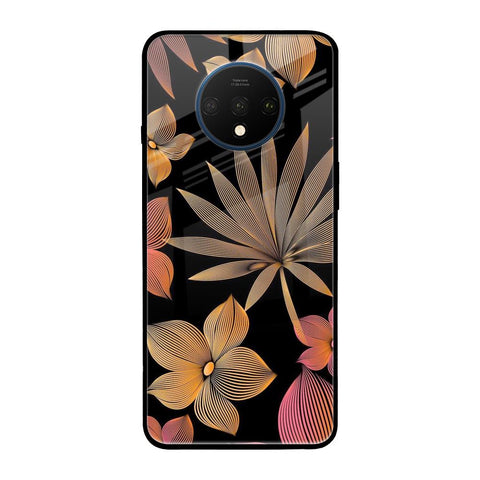 Lines Pattern Flowers OnePlus 7T Glass Back Cover Online
