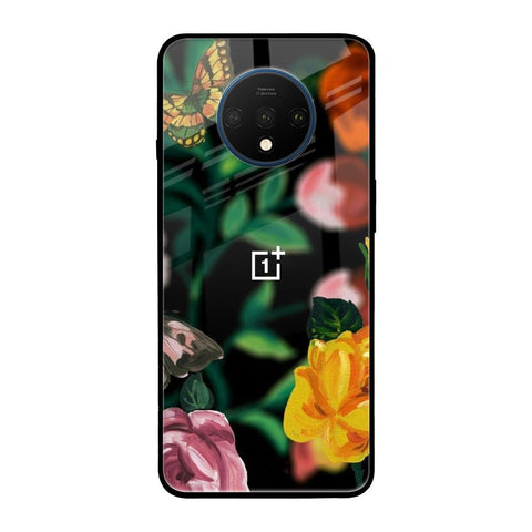 Flowers & Butterfly OnePlus 7T Glass Back Cover Online