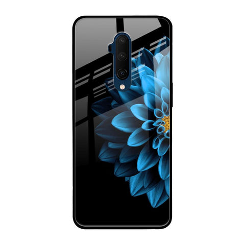 Half Blue Flower OnePlus 7T Pro Glass Back Cover Online